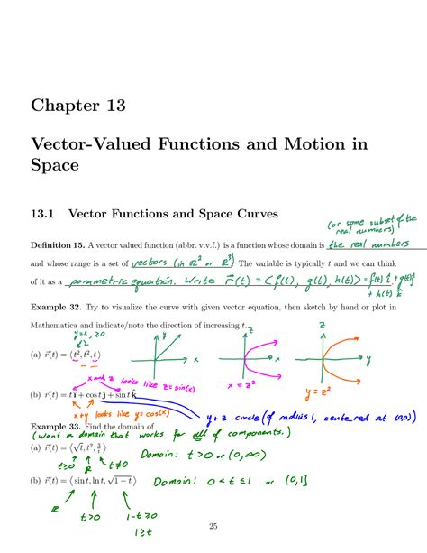 Vector Valued Functions And Motion In Space 3 Chapter 13 Vector