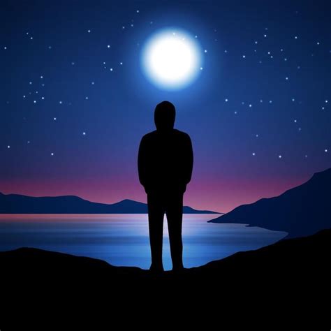 silhouette   man  hoody standing   lake  night anh  tuong
