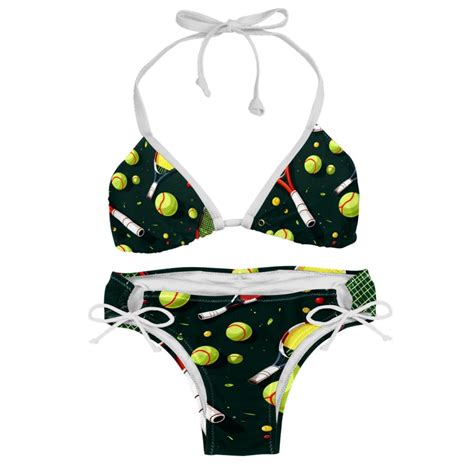 Tennis Swimming Suit Bikini Set Bikinis Detachable Sponge Adjustable Strap Two Pack Beach