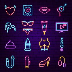 Sex Shop Neon Label Set Royalty Free Vector Image