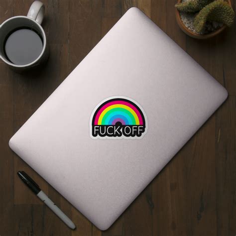 Fuck Off Rainbow White Fuck Sticker TeePublic