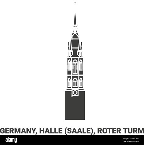 Germany Halle Saale Roter Turm Travel Landmark Vector Illustration