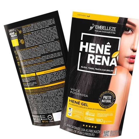 Hene Rena Preto Natural - Henê Rena Preto Natural Pouch Embelleze - 1 unidade | Shopee Brasil