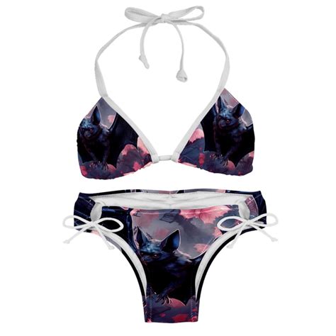 Bats Detachable Sponge Adjustable Strap Bikini Set Two Pack Swimsuit Swim Suit Beach Pool