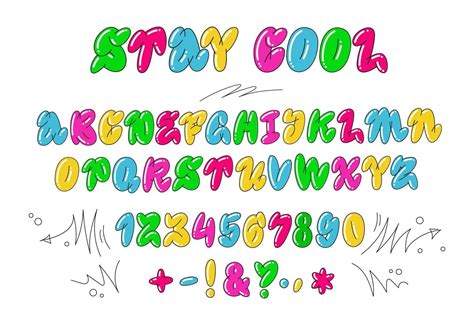 Hand Drawn Graffiti Style Alphabet Isolated Trendy Old School