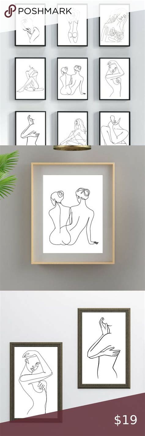 Woman Line Art Print Female Figure Line Art Set Naked Woman Wall Art Print Wall Art Prints