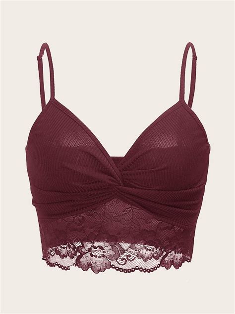 Burgundy Sexy Collar Knitted Fabric Plain Cami Embellished Slight