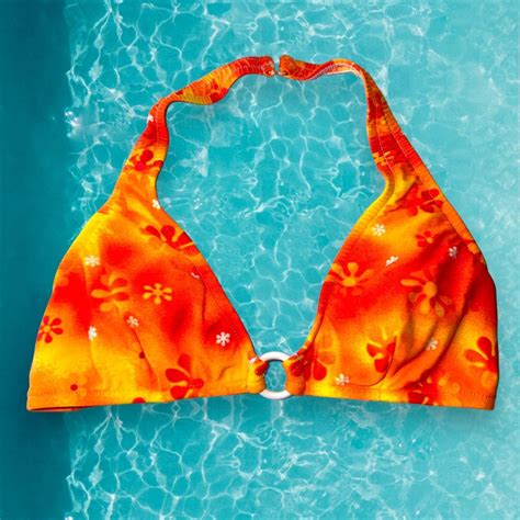 90 S O Ring Halter Bralette Swimsuit Bikini Top Depop