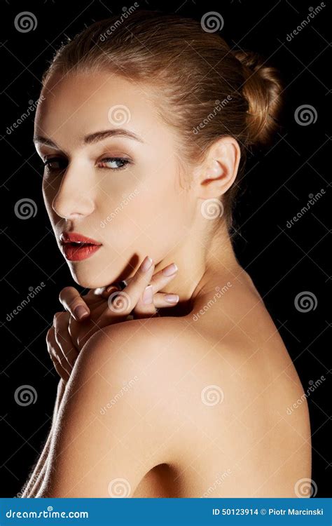 Sensual Portrait Of Nude Woman On Dark Background Stock Photo Image Of Caucasian Figure