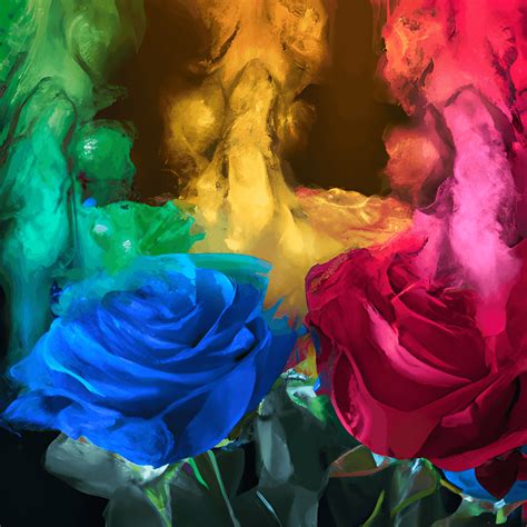 Smoke Effect Background Fire And Ice Rainbow Roses Super Detailed · Creative Fabrica