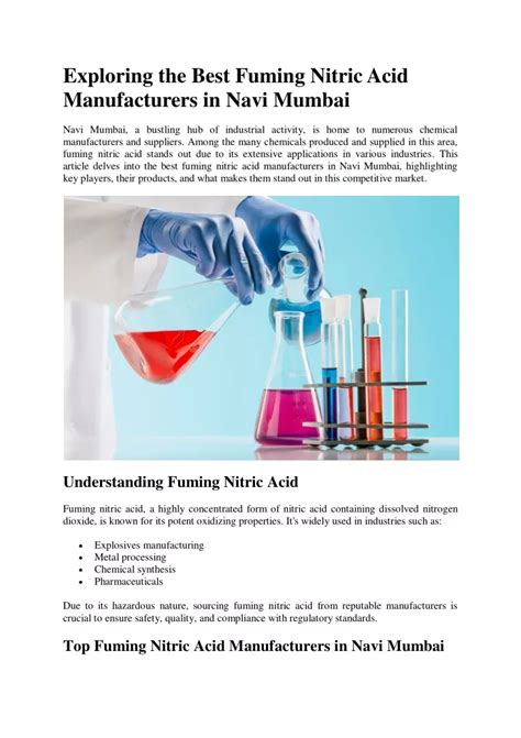 PPT Exploring The Best Fuming Nitric Acid Manufacturers In Navi