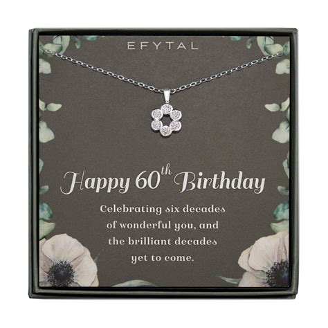 60th Birthday Gifts For Women EFYTAL 925 Sterling Silver Six CZ