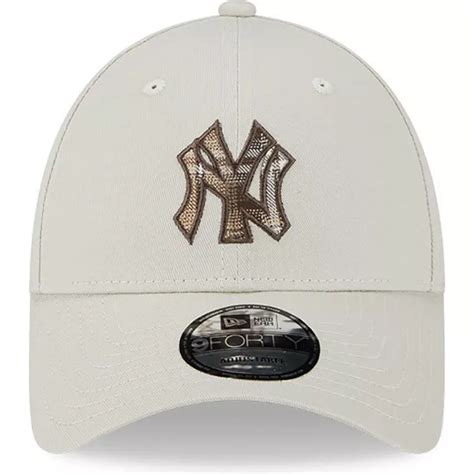 New Era Curved Brim 9forty Check Infill New York Yankees Mlb Beige