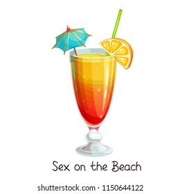 Vector Glass Sex On Beach Cocktail Stock Vector Royalty Free Shutterstock