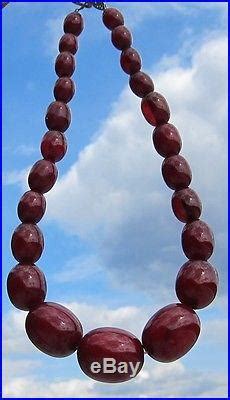 Vintage Art Deco Cherry Amber Bakelite Faturan Bead Necklace Grams