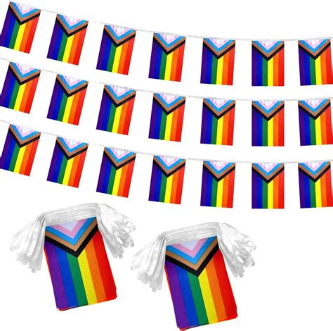 Joqmia Progress Rainbow Gay Pride Flag Lgbt String Flags Banner Decorations Pcs