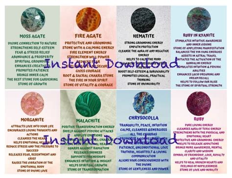 Printable Crystal Info Cards Set 10 Metaphysical Properties Etsy