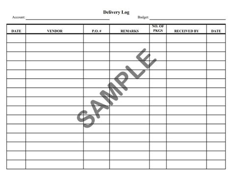 Delivery Log Template Free Log Templates In 2024 Templates Budgeting Delivery