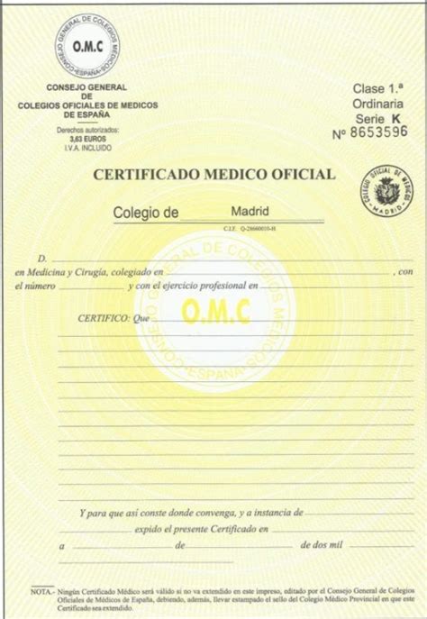 Certificados médicos OPOSICIONES exclusiones médicas