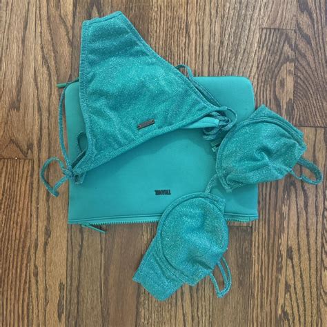 Green Triangl Bikini Set With Matching Bag Beachykeen Depop