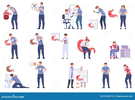 Diseases Of The Stomach Peptic Ulcer And Gastritis Cartoon Vector