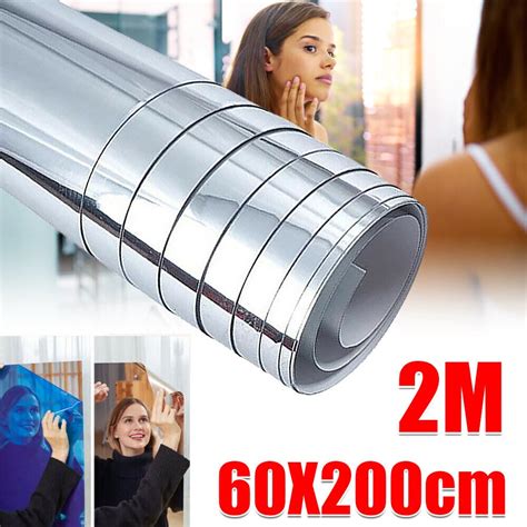 large mirror wall sticker roll  adhesive bathroom room diy decor