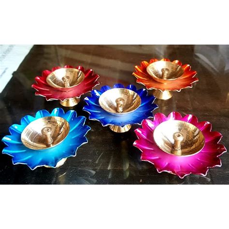 Pooja Lotus Brass Diya Set For Temple Size 2inch Dia Each At Rs 400