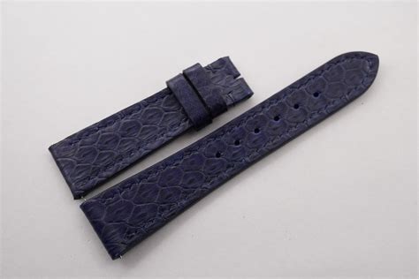 Mm Dark Navy Blue Genuine Sea Snake Skin Leather Watch Strap For