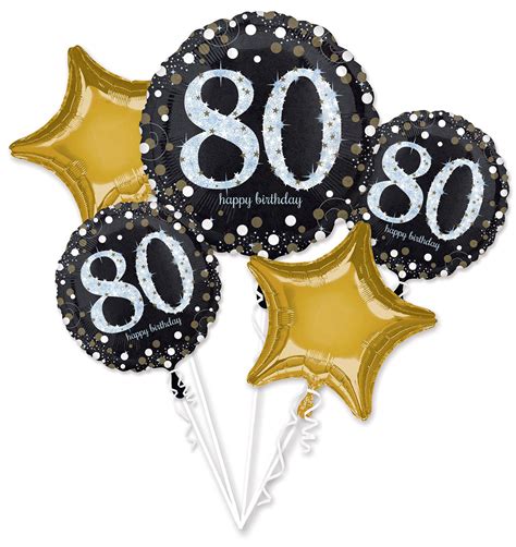 Bouquet De Ballons En Aluminium 80e Anniversaire Party Fr