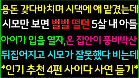 사이다 1친정 김치 얻어먹은 시모의 최후 2집안 재산 다 자기꺼라는 큰동서 3아내 입에 음식이 들어가는게 아까운 남편 4