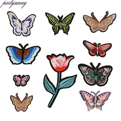 Pf Flower Butterfly Embroidery Patches For Clothing Fabric Applique Ironing Sewing Patch Diy