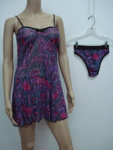 USA Made Nancy King Lingerie Baby Doll W Thong Panty Size S M Paisley 484N EBay