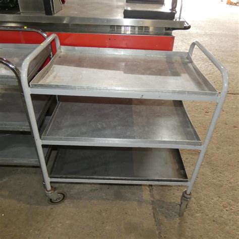 A Catering Type Trolley With 3 Removable Tray Shelves