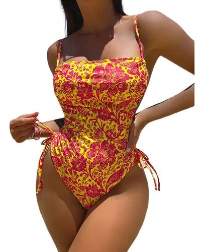 Bikini De Una Pieza Con Estampado Floral Naranja Para Mujer Meses sin interés