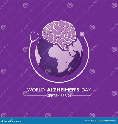 International Alzheimers Day Human Brain With Purple Watercolor Stains