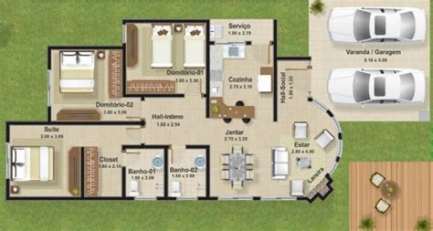 Plano De Casa Moderna De 3 Habitaciones