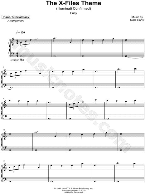 Piano Tutorial Easy The X Files Theme Easy Sheet Music Piano Solo