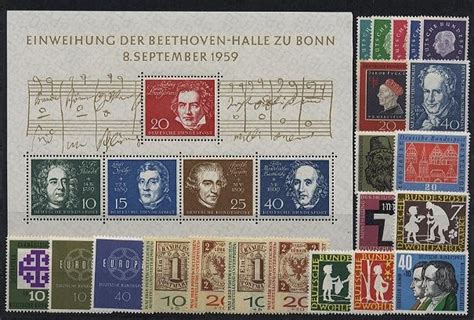 Bund Jahrgang 1959 Postfrisch Komplett Mit Beethoven Block Haus Der