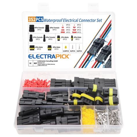 Electrapick 352pcs Car Electrical Connector Waterproof Terminals Assortment Automotive