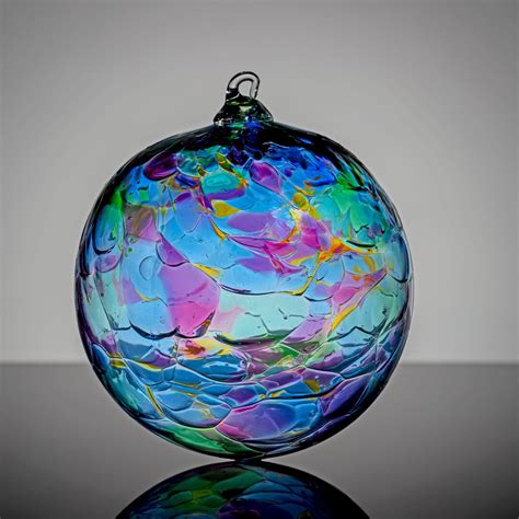 Blue Multi Color Mix Blown Glass Ornament Etsy