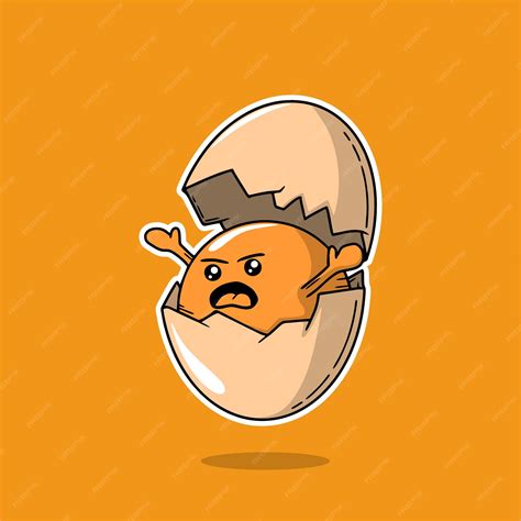 Premium Vector | Cracked Egg Cartoon Hand Drawn Illustration