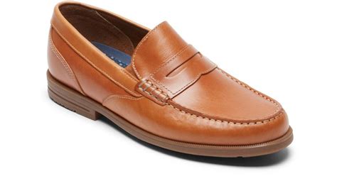 Rockport Rubber Preston Penny Loafer Shoes In Tan Natural For Men Lyst