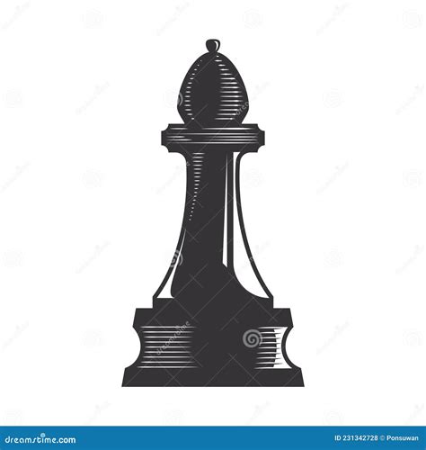 Chess Bishop Vector Line Art Illustration Stock Vector - Illustration ...