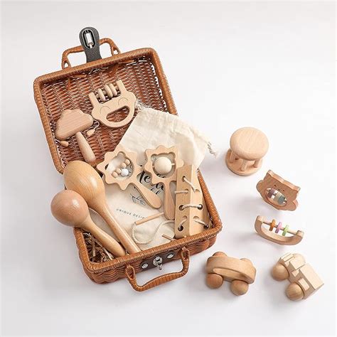 Amazon co jp Promise Babe おもちゃ がらがら ラトル 天然木 出産祝い 豪華 点セット ガラガラ 赤ちゃん 木の揺れる音 子供 プレゼント 新生児贈り物 収納用箱