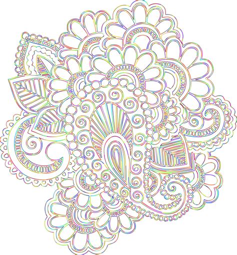 Henna Tattoo Revised Line Art Polyprismatic No Silhouette - Openclipart