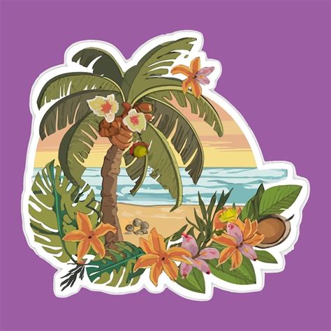 Premium Vector Ocean Beach Graphic Sticker Design