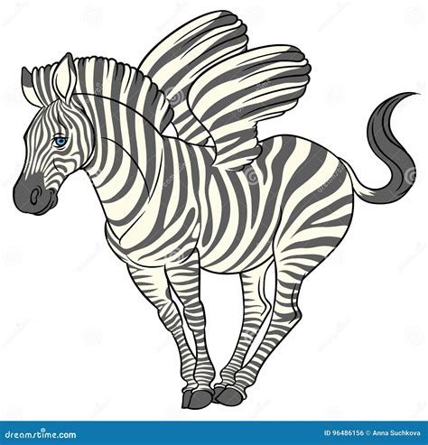 Zebra Bonito Dos Desenhos Animados Do Divertimento Asas Listradas