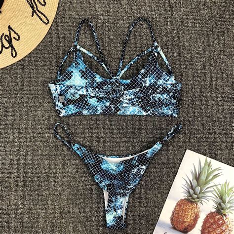 Fashion Split Fish Scale Print Bikini Swimsuit On Luulla