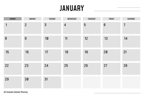 Premium Vector | A4 Template Calendar Planning January