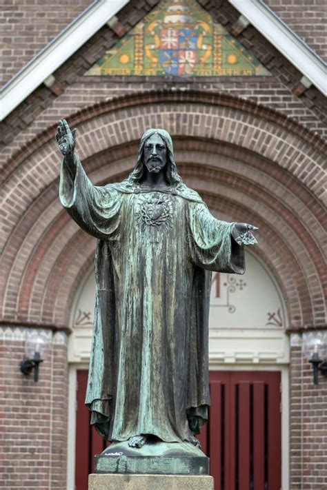 Jesus Christ Statue In Front Of A Church Called Ark Parochie St
